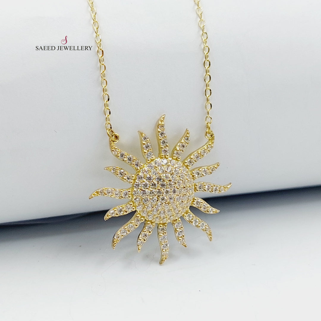 Zircon Studded Sun Necklace  Made Of 18K Yellow Gold by Saeed Jewelry-29392