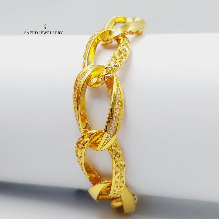Zircon Studded Taft Bracelet  Made Of 21K Yellow Gold by Saeed Jewelry-28899