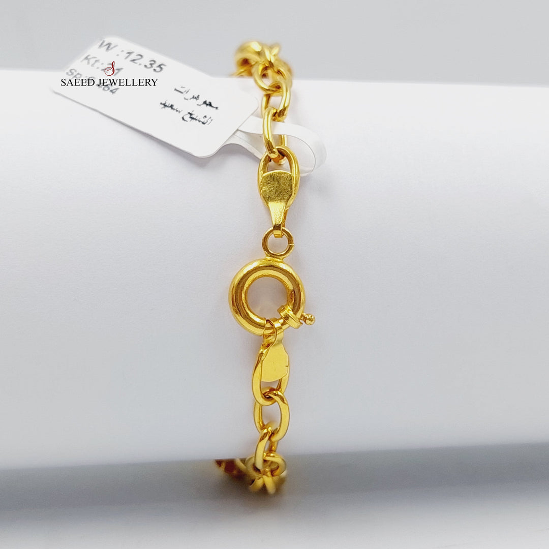 Zircon Studded Taft Bracelet  Made Of 21K Yellow Gold by Saeed Jewelry-28899