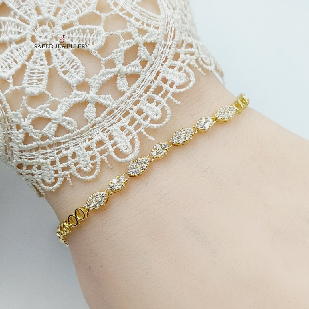 Zircon Studded Tears Bracelet  Made Of 18K Yellow Gold by Saeed Jewelry-29403