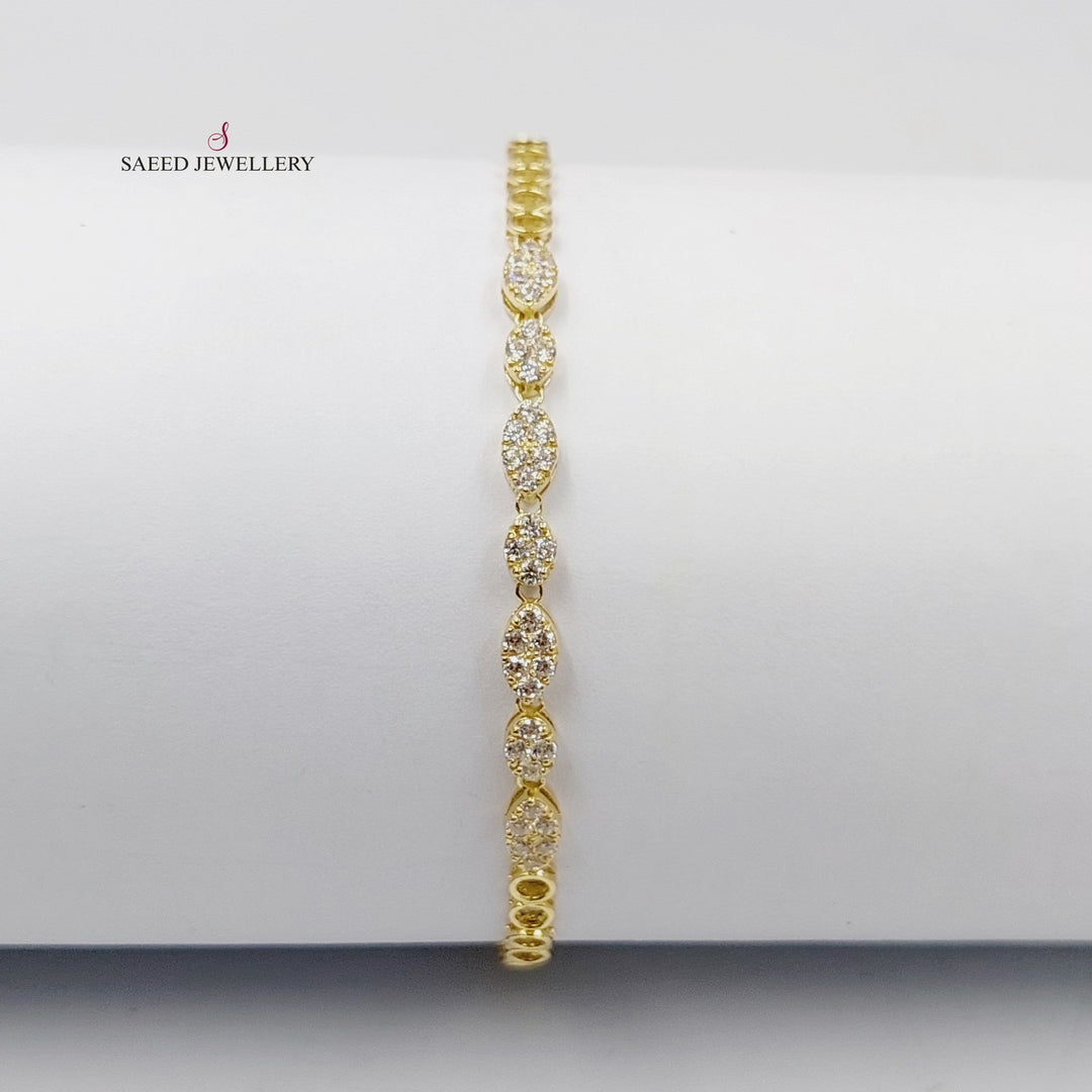 Zircon Studded Tears Bracelet  Made Of 18K Yellow Gold by Saeed Jewelry-29403