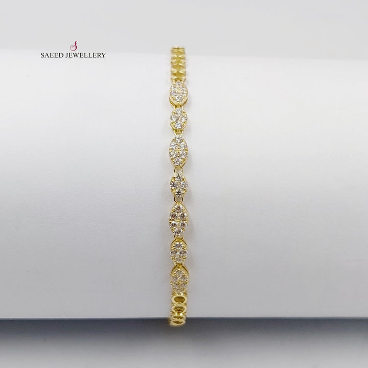 Zircon Studded Tears Bracelet  Made Of 18K Yellow Gold by Saeed Jewelry-29403