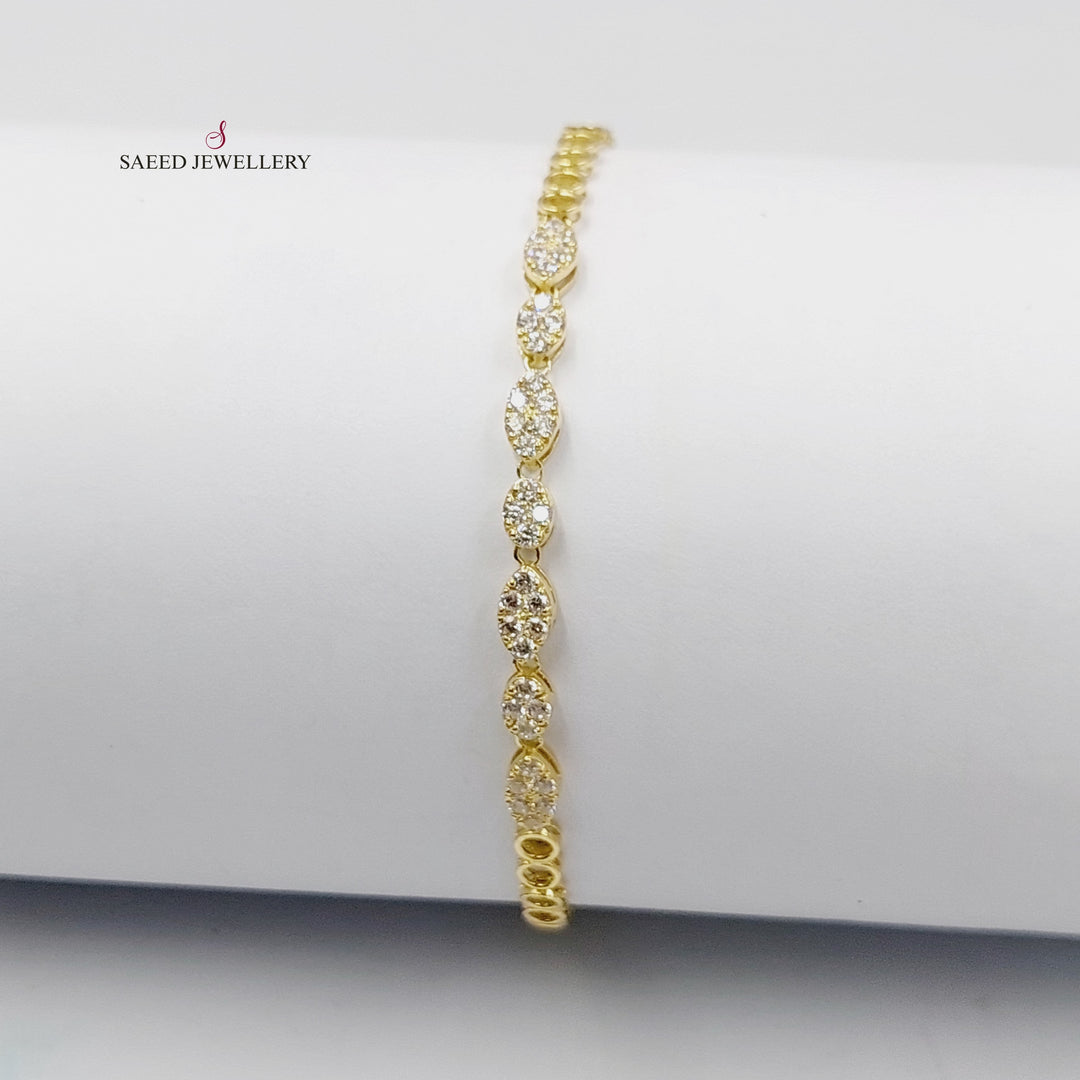 Zircon Studded Tears Bracelet  Made Of 18K Yellow Gold by Saeed Jewelry-29403