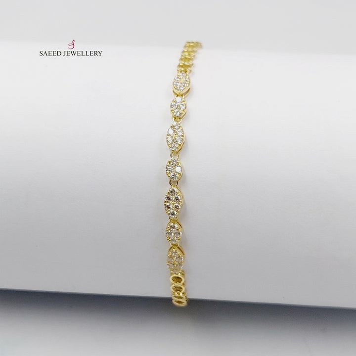 Zircon Studded Tears Bracelet  Made Of 18K Yellow Gold by Saeed Jewelry-29403
