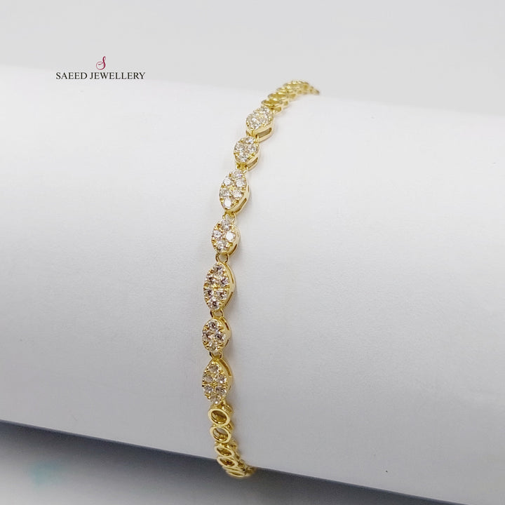 Zircon Studded Tears Bracelet  Made Of 18K Yellow Gold by Saeed Jewelry-29403