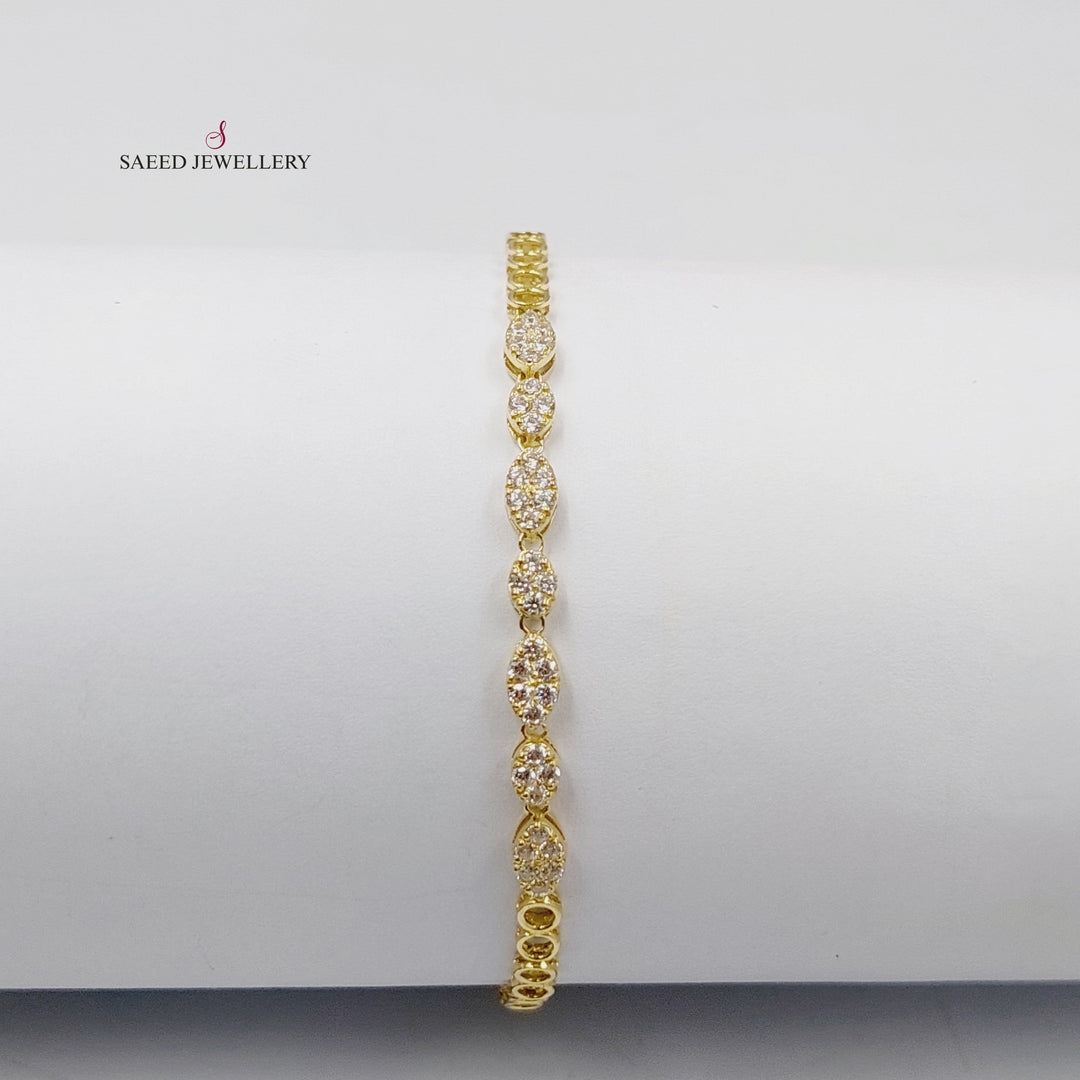 Zircon Studded Tears Bracelet  Made Of 18K Yellow Gold by Saeed Jewelry-29403