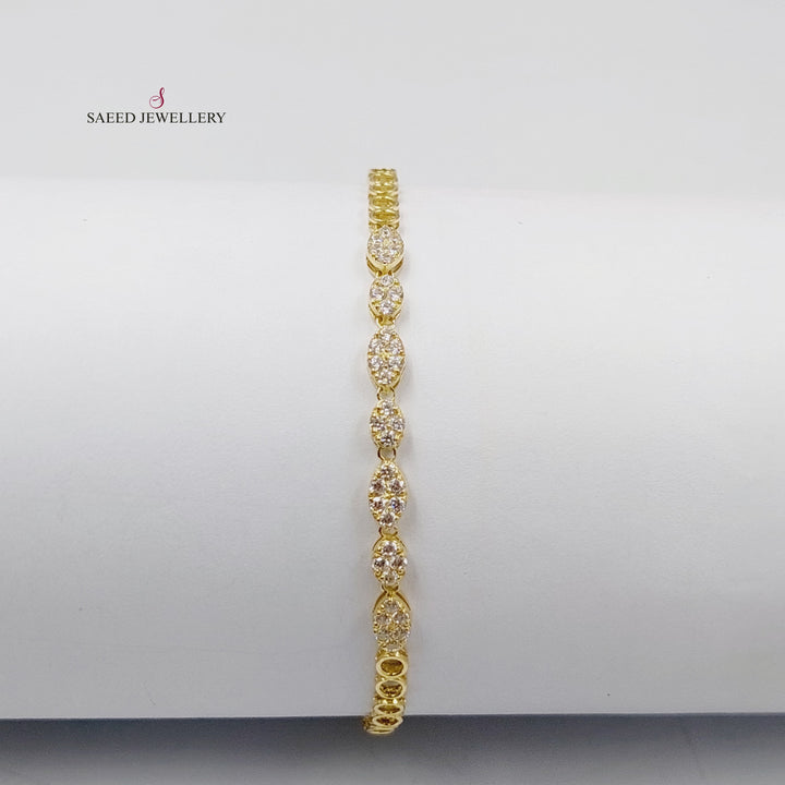 Zircon Studded Tears Bracelet  Made Of 18K Yellow Gold by Saeed Jewelry-29403