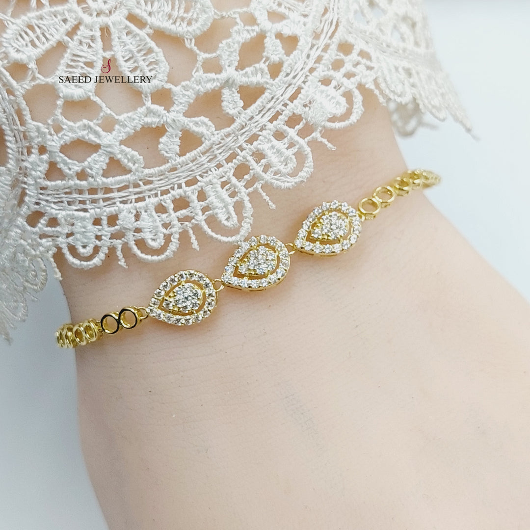 Zircon Studded Tears Bracelet  Made Of 18K Yellow Gold by Saeed Jewelry-29872