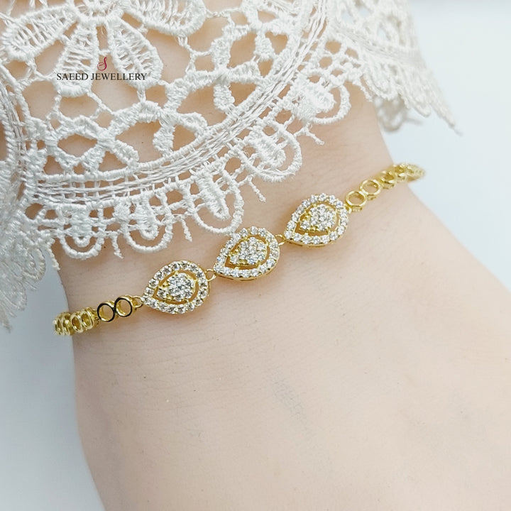 Zircon Studded Tears Bracelet  Made Of 18K Yellow Gold by Saeed Jewelry-29872