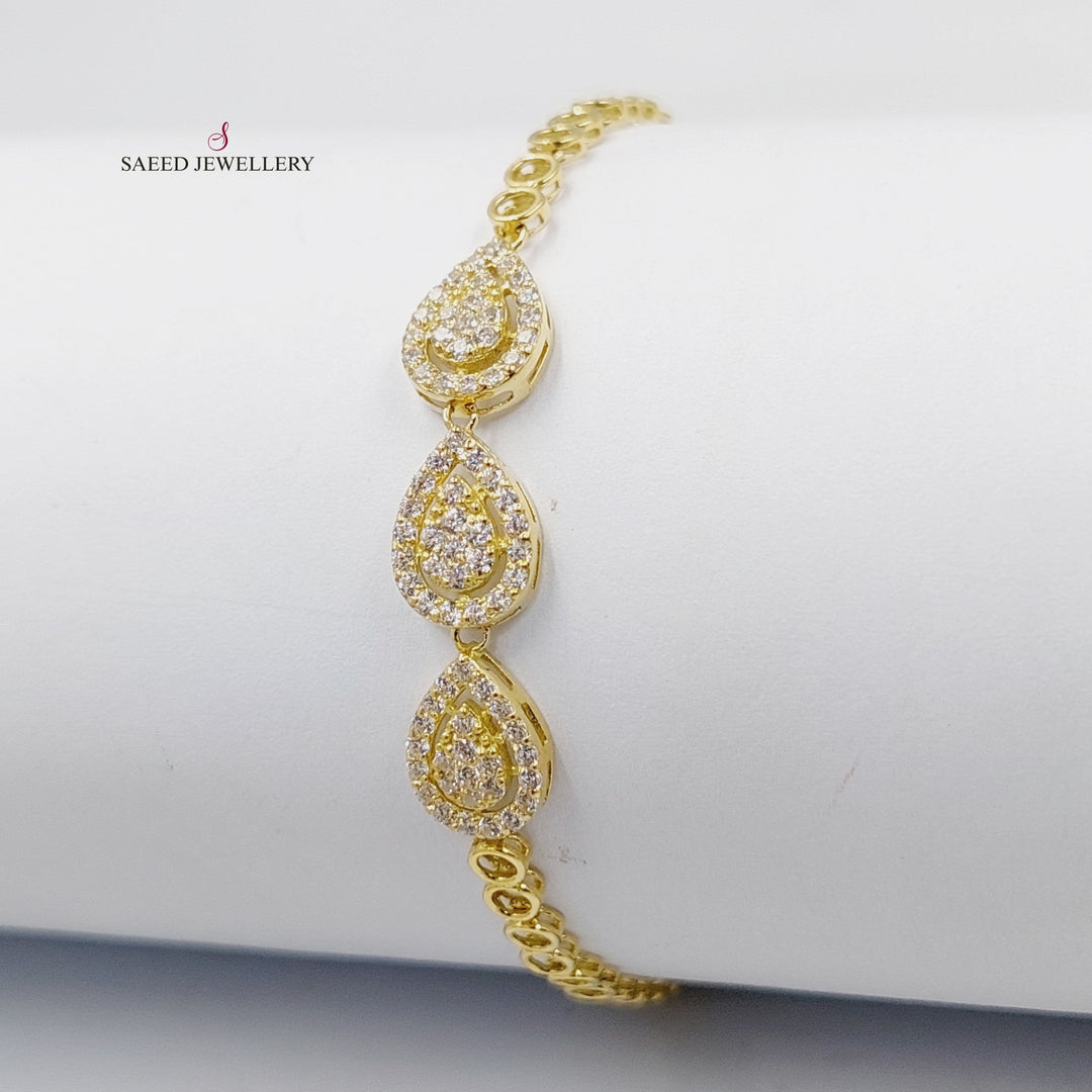 Zircon Studded Tears Bracelet  Made Of 18K Yellow Gold by Saeed Jewelry-29872