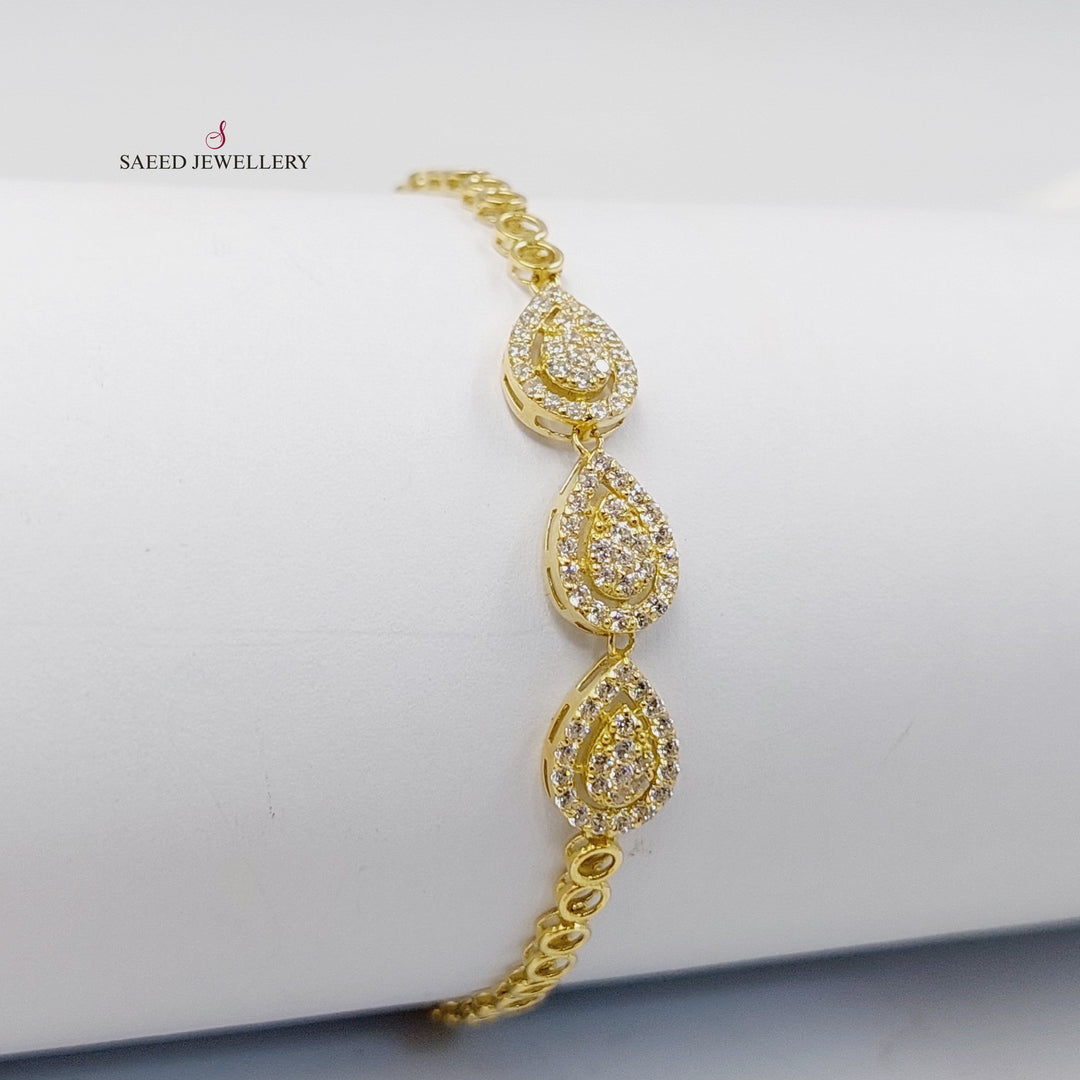 Zircon Studded Tears Bracelet  Made Of 18K Yellow Gold by Saeed Jewelry-29872