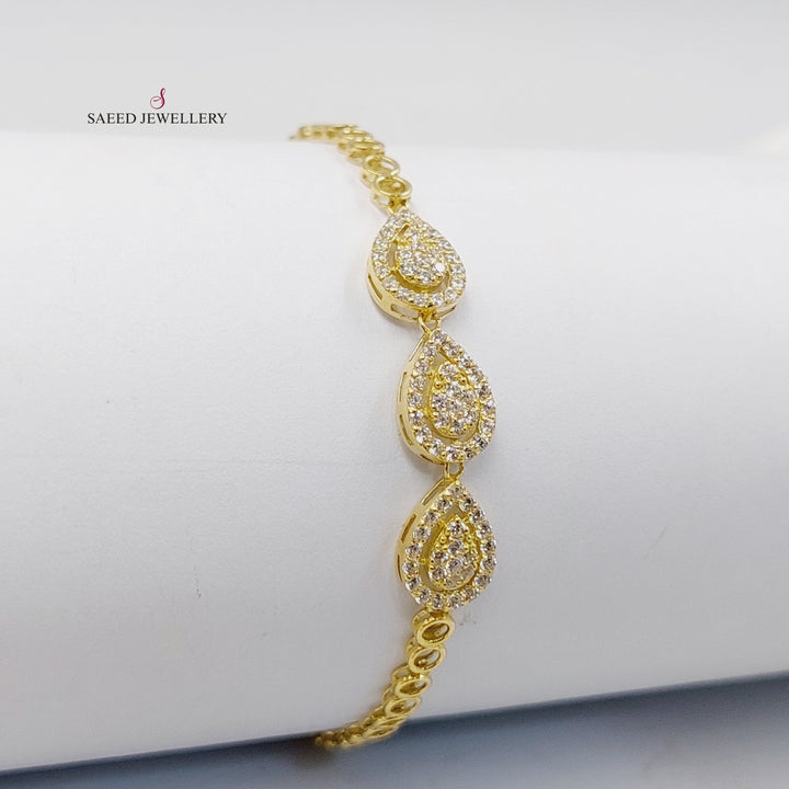 Zircon Studded Tears Bracelet  Made Of 18K Yellow Gold by Saeed Jewelry-29872