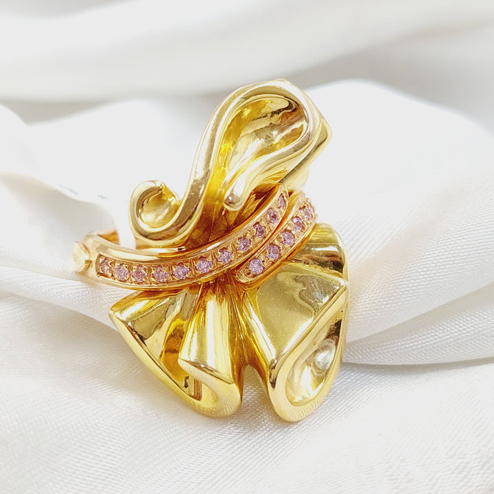 Zircon Studded Tie Ring  Made Of 18K Yellow Gold by Saeed Jewelry-30752