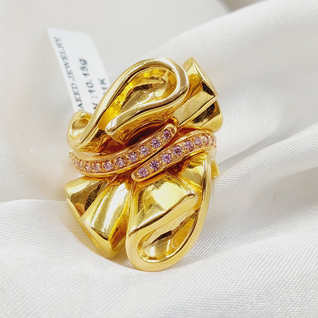 Zircon Studded Tie Ring  Made Of 18K Yellow Gold by Saeed Jewelry-30752