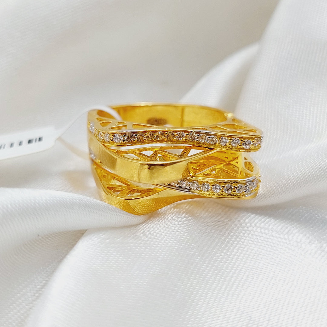 Zircon Studded Triangles Ring  Made Of 21K Yellow Gold by Saeed Jewelry-29839