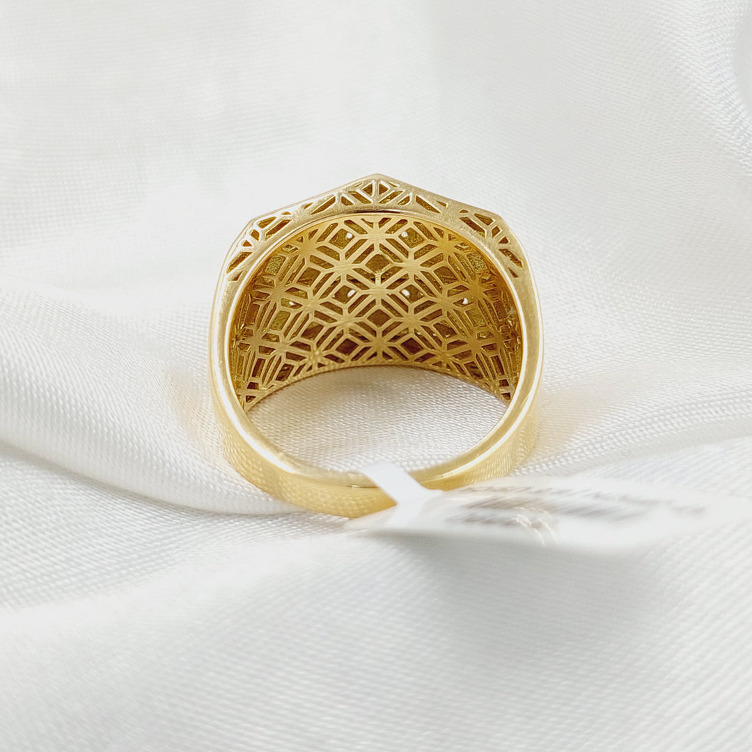 Zircon Studded Triangles Ring  Made of 18K Yellow Gold by Saeed Jewelry-30990