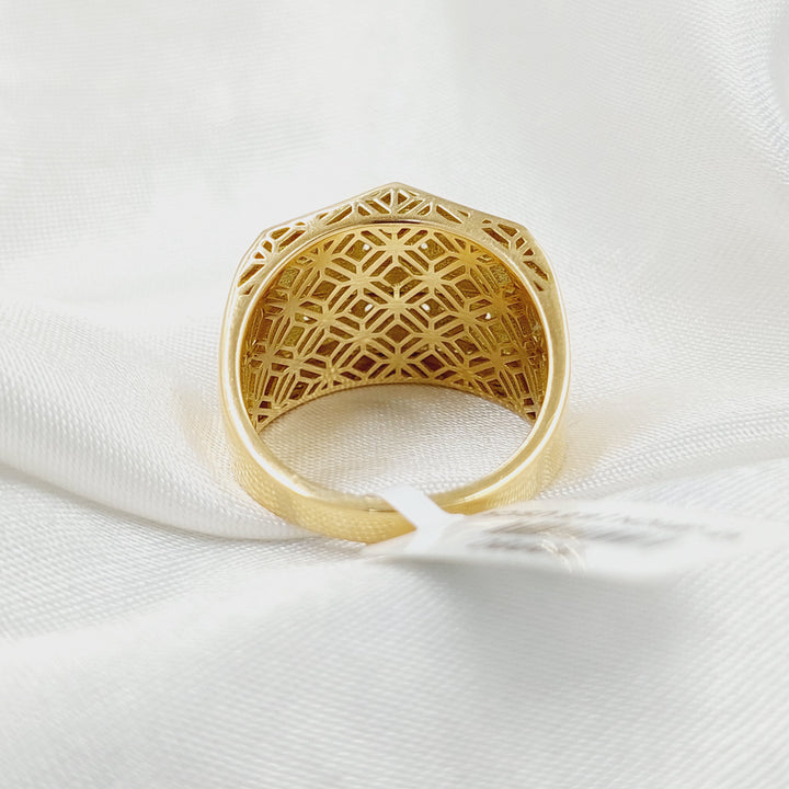 Zircon Studded Triangles Ring  Made of 18K Yellow Gold by Saeed Jewelry-30990