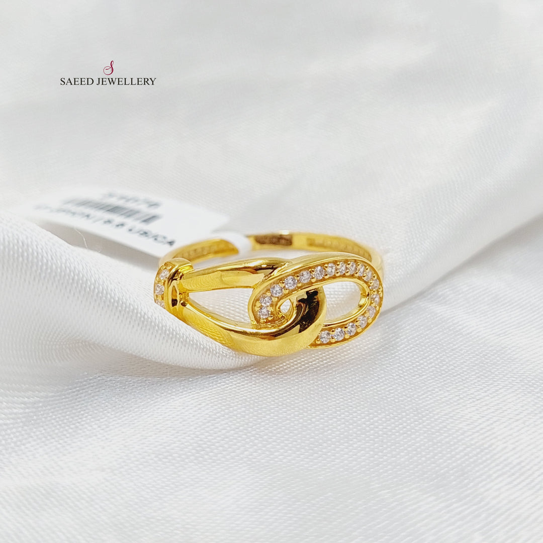Zircon Studded Turkish Ring  Made of 21K Yellow Gold by Saeed Jewelry-31076