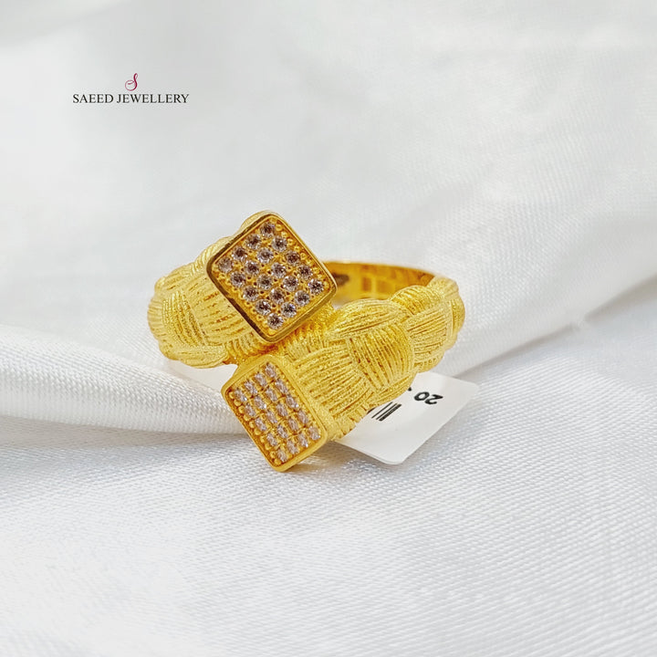 Zircon Studded Turkish Ring  Made of 21K Yellow Gold by Saeed Jewelry-31088