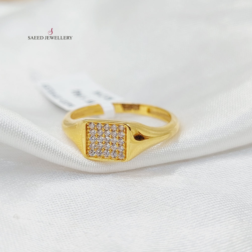 Zircon Studded Turkish Ring  Made of 21K Yellow Gold by Saeed Jewelry-31090