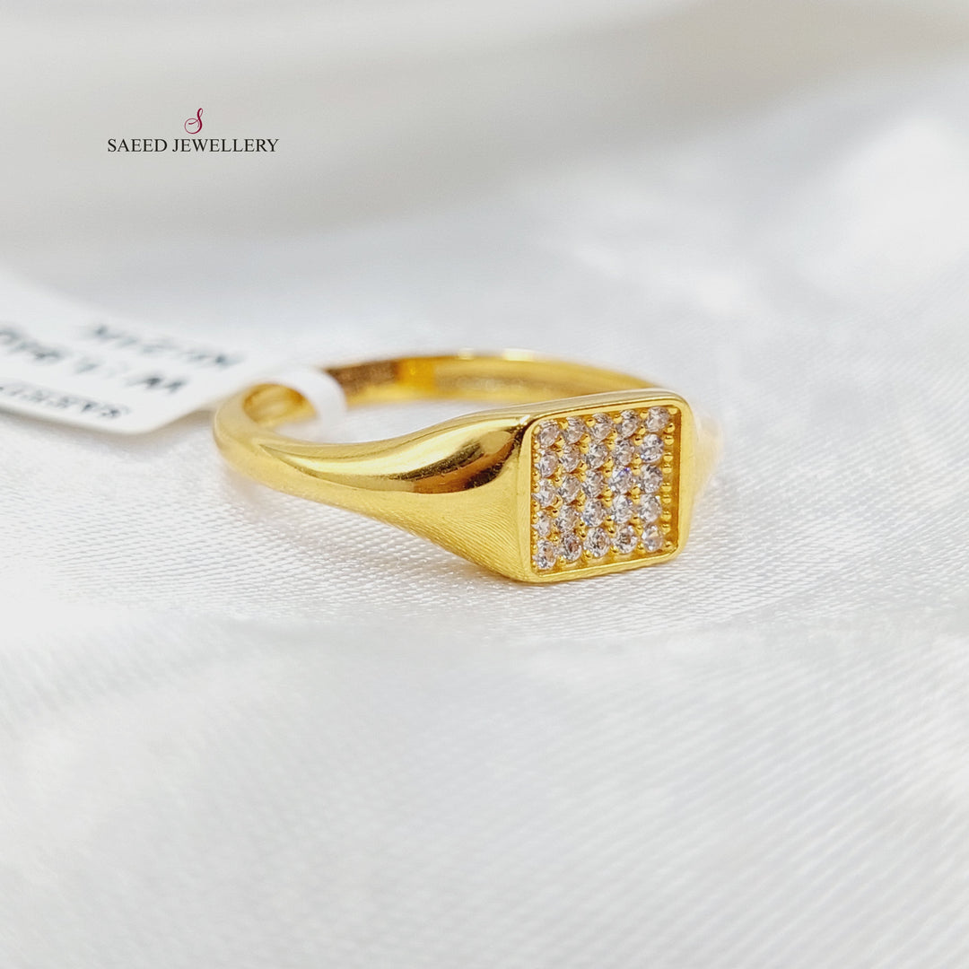 Zircon Studded Turkish Ring  Made of 21K Yellow Gold by Saeed Jewelry-31090