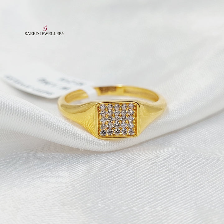 Zircon Studded Turkish Ring  Made of 21K Yellow Gold by Saeed Jewelry-31090