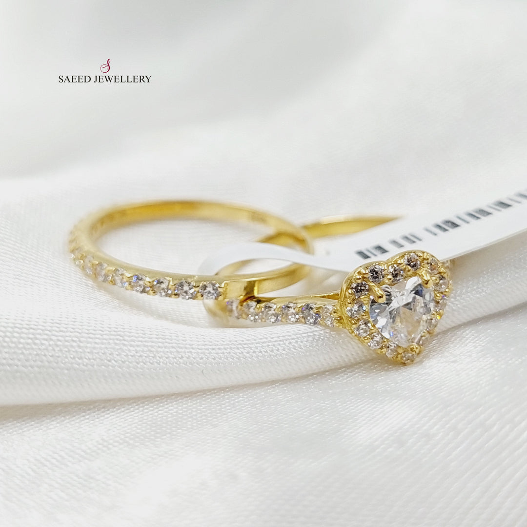 Zircon Studded Twins Wedding Ring  Made Of 18K Yellow Gold by Saeed Jewelry-29400