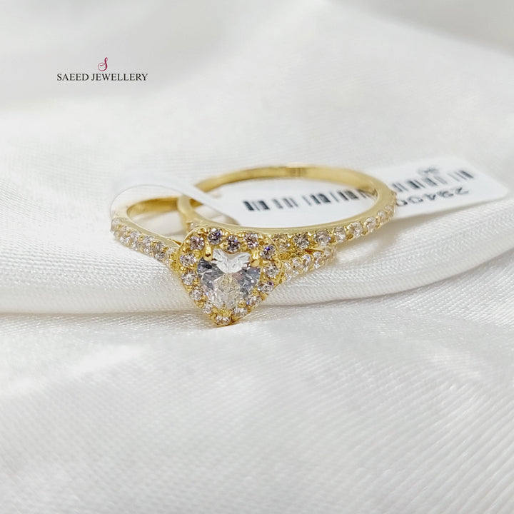 Zircon Studded Twins Wedding Ring  Made Of 18K Yellow Gold by Saeed Jewelry-29400