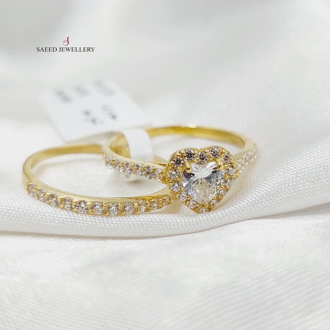 Zircon Studded Twins Wedding Ring  Made Of 18K Yellow Gold by Saeed Jewelry-29400