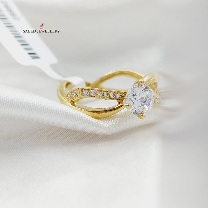 Zircon Studded Twins Wedding Ring  Made Of 18K Yellow Gold by Saeed Jewelry-29882