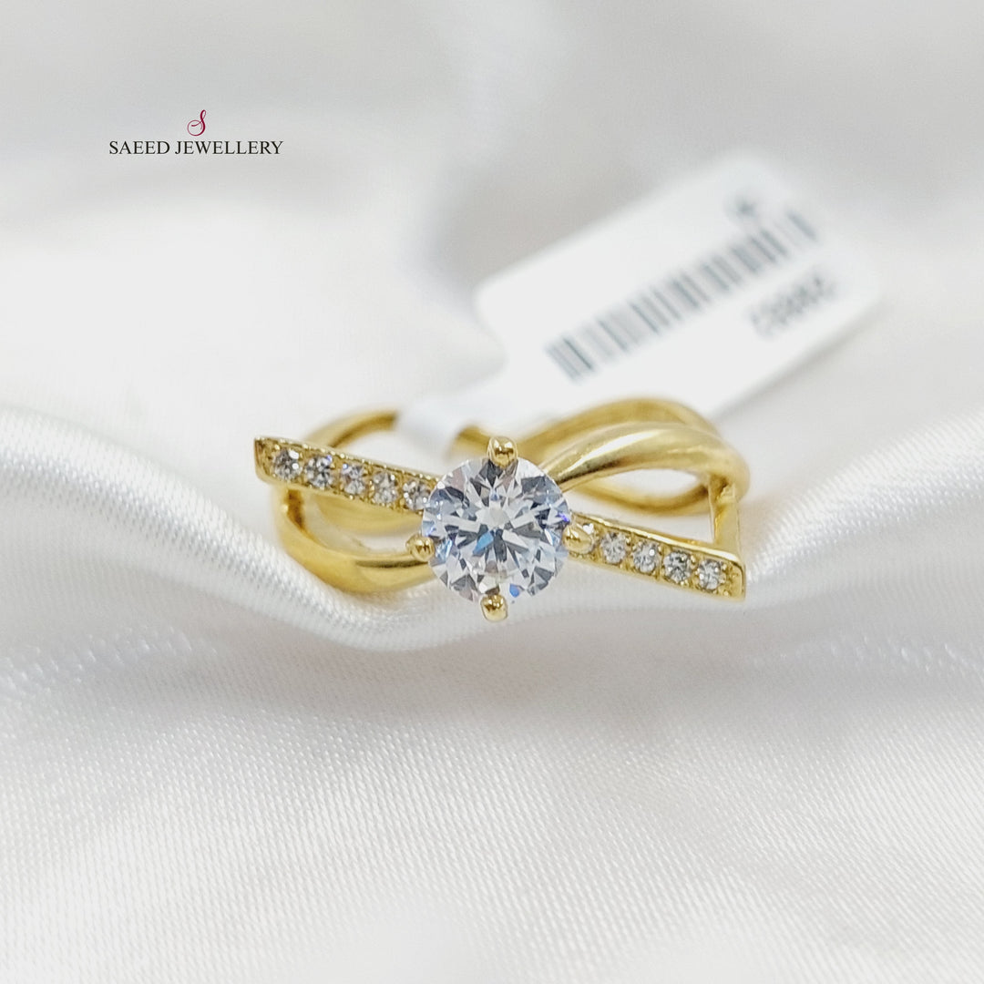 Zircon Studded Twins Wedding Ring  Made Of 18K Yellow Gold by Saeed Jewelry-29882