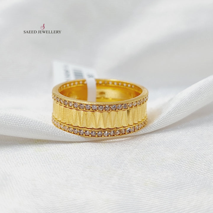 Zircon Studded Waves Wedding Ring Made Of 21K Yellow Gold by Saeed Jewelry-30640