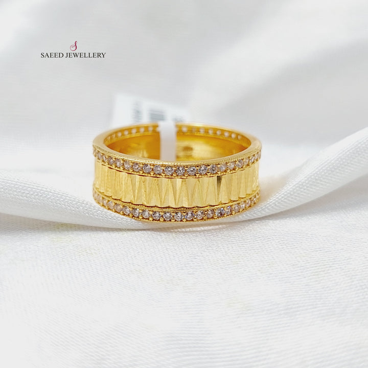 Zircon Studded Waves Wedding Ring Made Of 21K Yellow Gold by Saeed Jewelry-30640