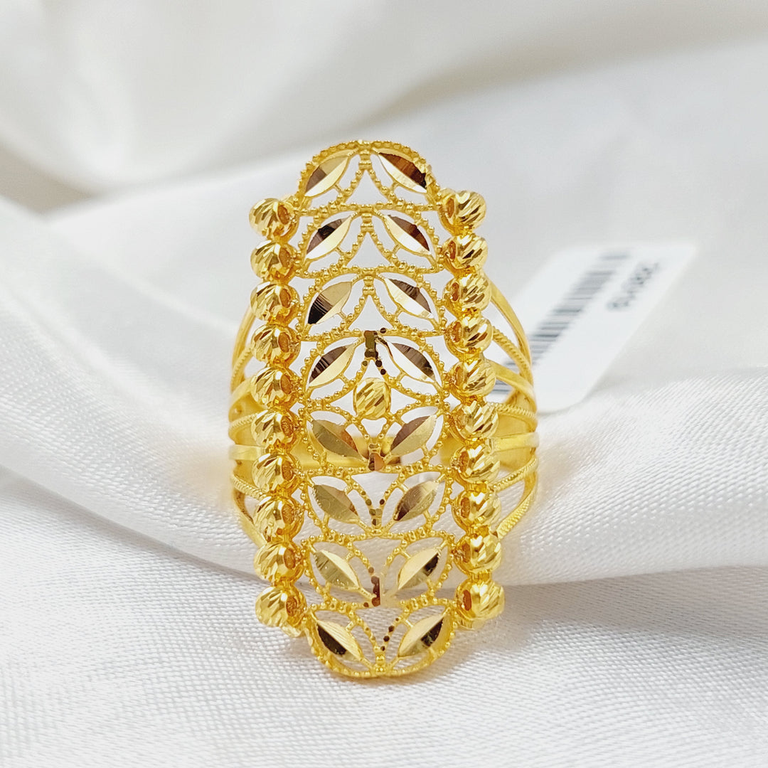 Zircon Studded X Style Ring  Made Of 21K Yellow Gold by Saeed Jewelry-29019