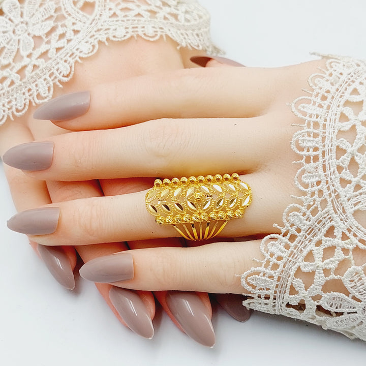 Zircon Studded X Style Ring  Made Of 21K Yellow Gold by Saeed Jewelry-29019