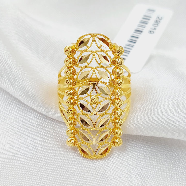 Zircon Studded X Style Ring  Made Of 21K Yellow Gold by Saeed Jewelry-29019
