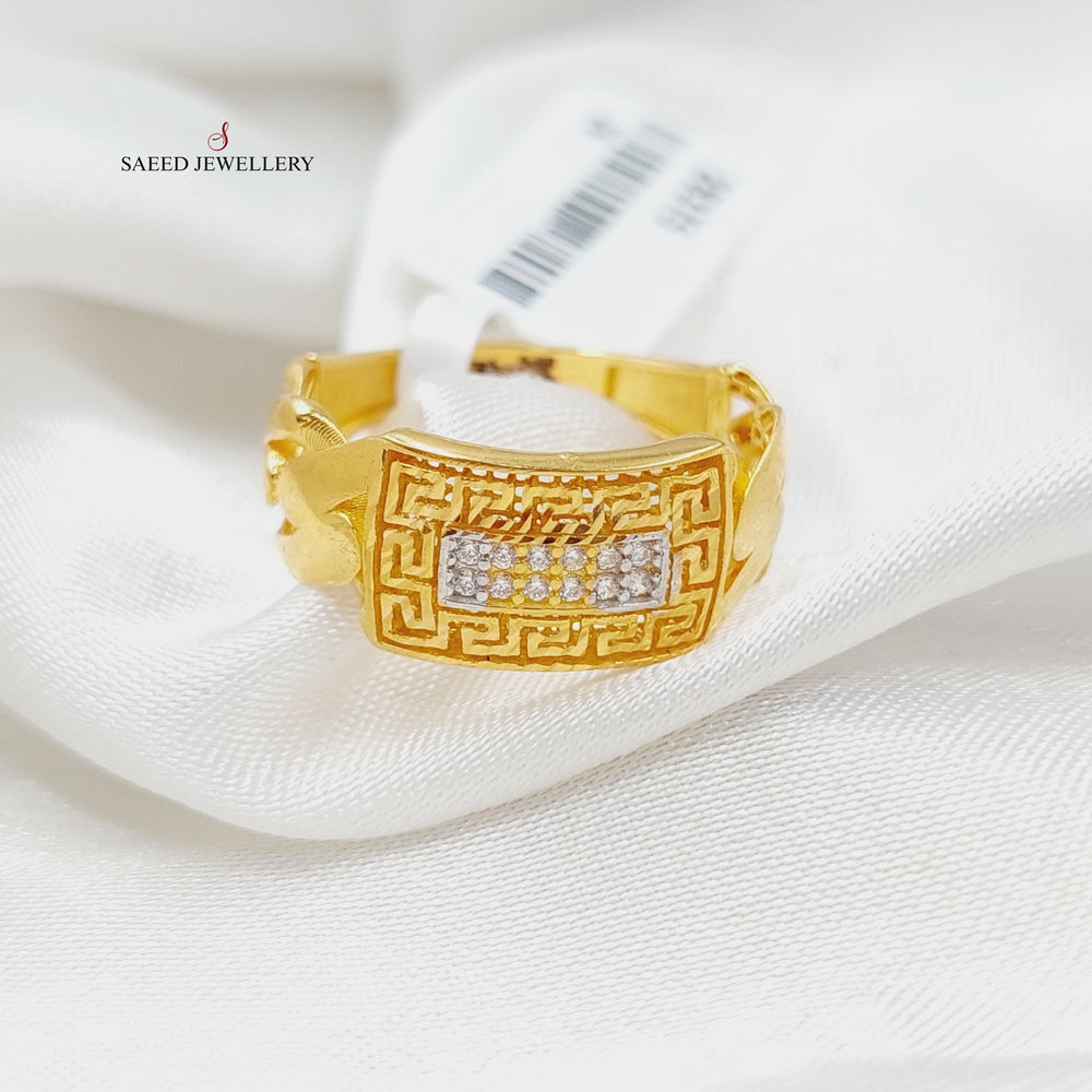 Zirconed Bar Ring Made Of 21K Yellow Gold by Saeed Jewelry-28375