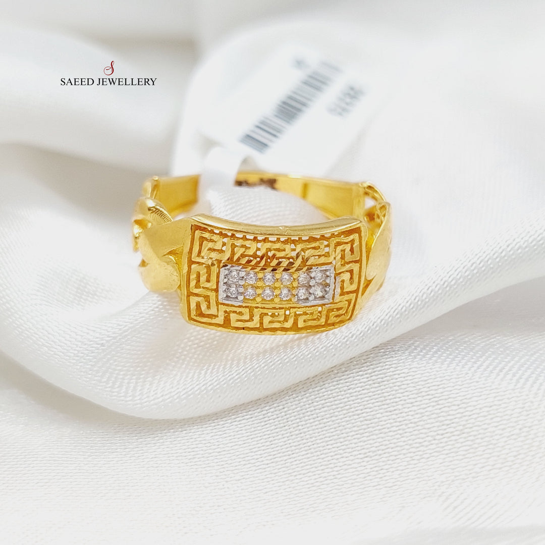 Zirconed Bar Ring Made Of 21K Yellow Gold by Saeed Jewelry-28375