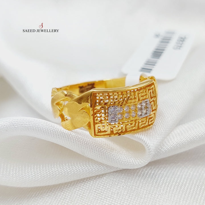 Zirconed Bar Ring Made Of 21K Yellow Gold by Saeed Jewelry-28375
