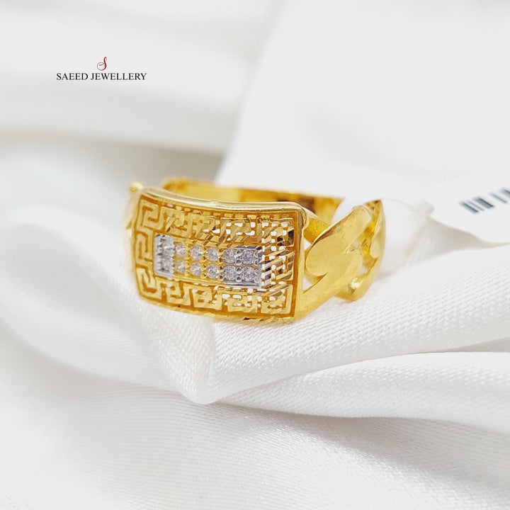 Zirconed Bar Ring Made Of 21K Yellow Gold by Saeed Jewelry-28375