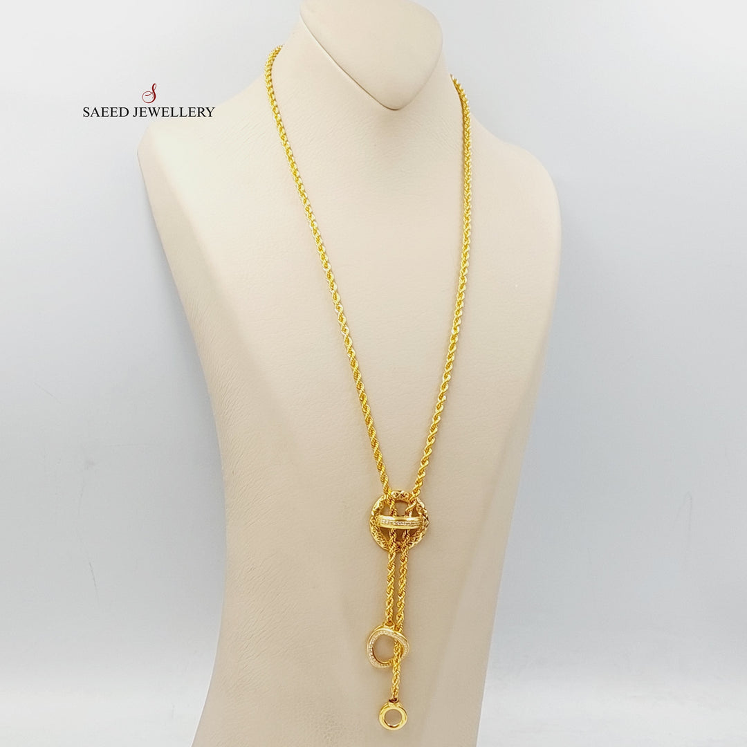 Zirconed Bead Necklace  Made Of 21K Yellow Gold by Saeed Jewelry-28740