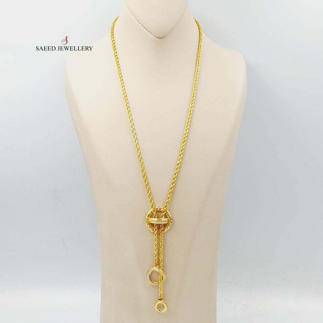 Zirconed Bead Necklace  Made Of 21K Yellow Gold by Saeed Jewelry-28740