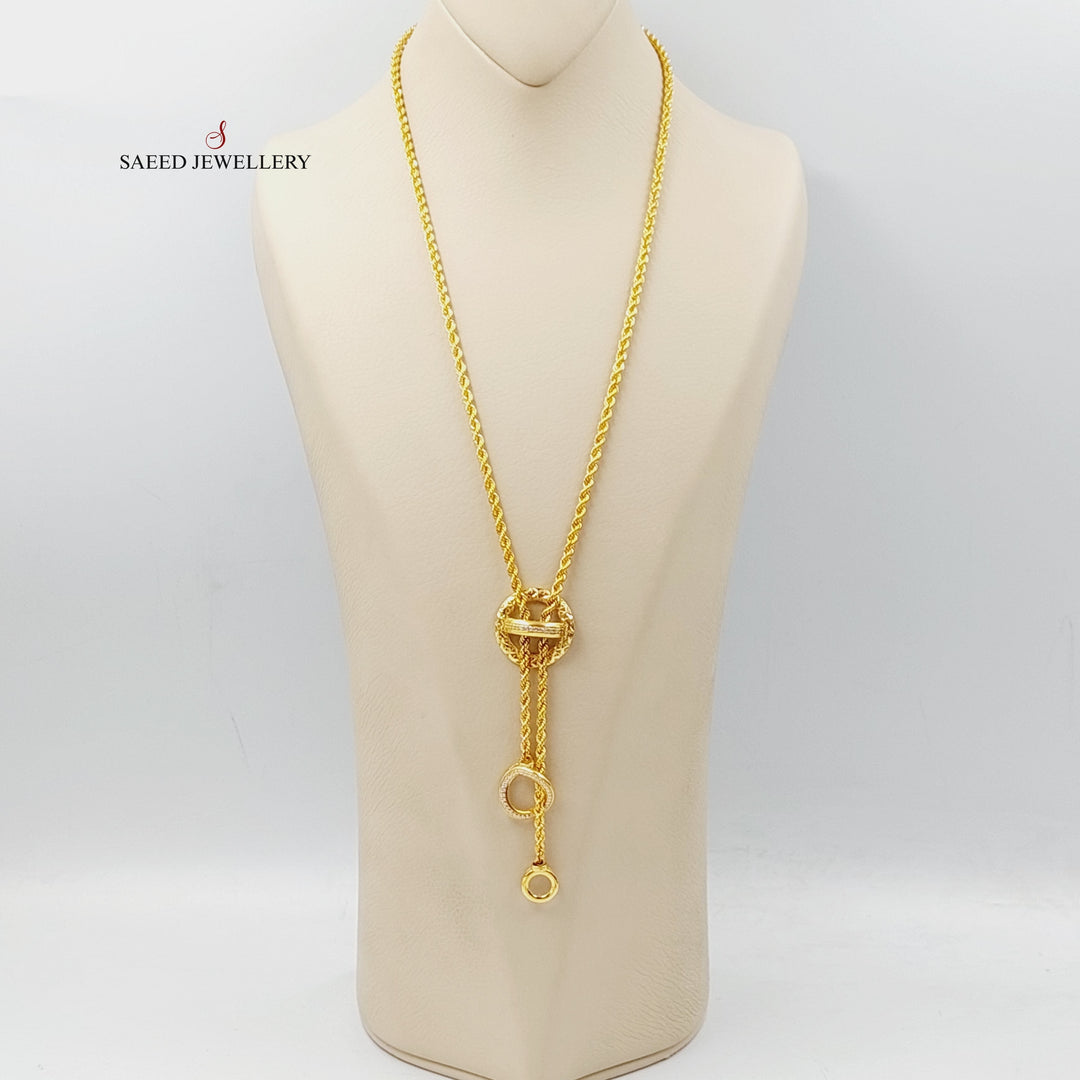 Zirconed Bead Necklace  Made Of 21K Yellow Gold by Saeed Jewelry-28740
