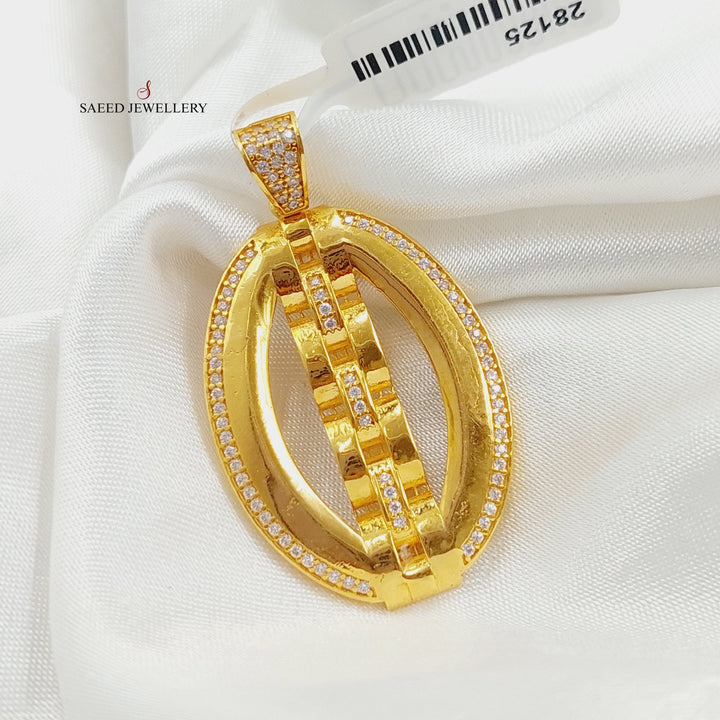 Zirconed Belt Pendant Made Of 21K Yellow Gold by Saeed Jewelry-28125