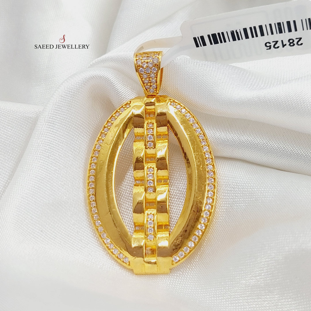 Zirconed Belt Pendant Made Of 21K Yellow Gold by Saeed Jewelry-28125