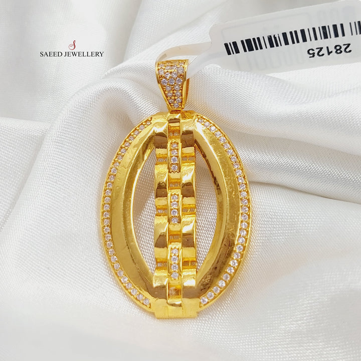 Zirconed Belt Pendant Made Of 21K Yellow Gold by Saeed Jewelry-28125