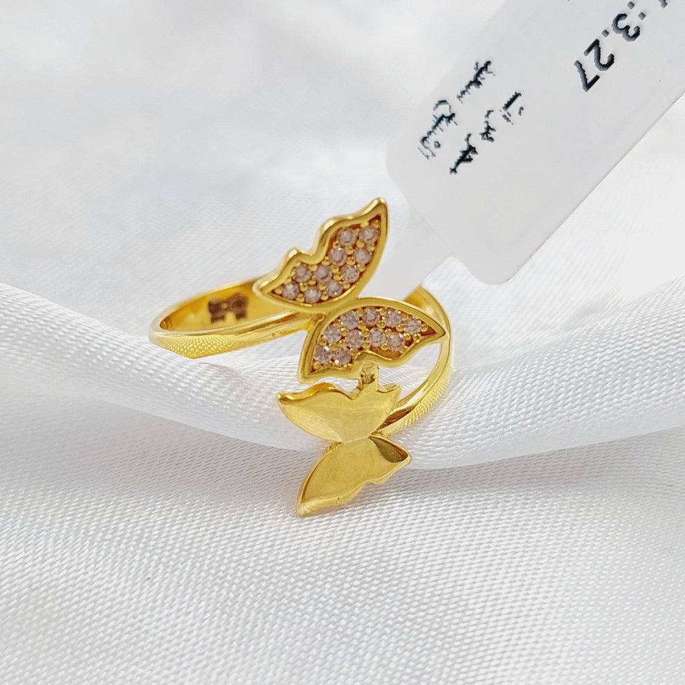 Zirconed Butterfly Ring Made Of 21K Yellow Gold by Saeed Jewelry-28548