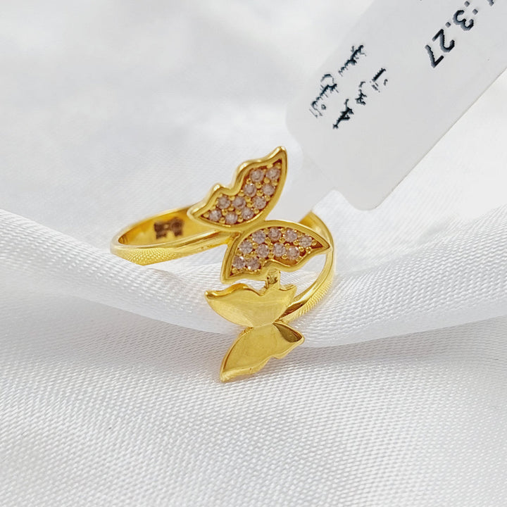 Zirconed Butterfly Ring Made Of 21K Yellow Gold by Saeed Jewelry-28548