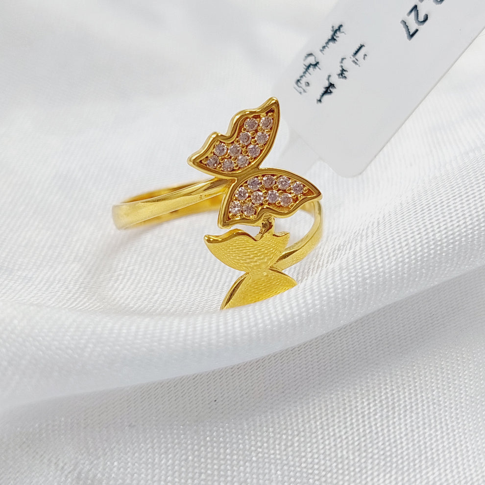 Zirconed Butterfly Ring Made Of 21K Yellow Gold by Saeed Jewelry-28548