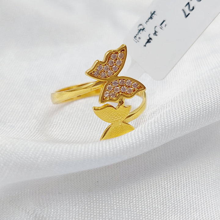 Zirconed Butterfly Ring Made Of 21K Yellow Gold by Saeed Jewelry-28548